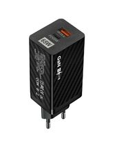 Сетевое зарядное устройство GaN 65W QC3.0, PD, USB-A/USB-C черный