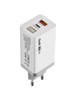 Сетевое зарядное устройство (блок питания) GaN 65W QC3.0 PD USB-A/USB-C белый