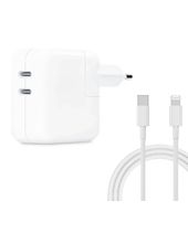 Блок питания (зарядка) для iPhone/iPad 35W, 2*USB-C с кабелем Lightning - Type-C