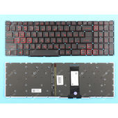 Клавиатура для ноутбука Acer Nitro 5 AN515-56 (широкий шлейф) черная с красной подсветкой