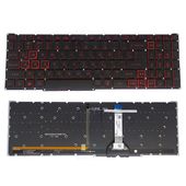 Клавиатура для Acer Nitro 5 AN515-45 (узкий шлейф) черная с красной подсветкой