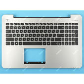 Клавиатура для Asus X555 v.2 черная с серой рамкой (топкейс)