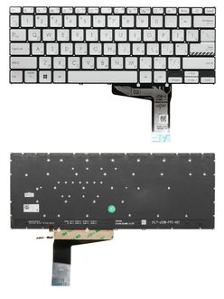 Клавиатура для Asus VivoBook 14X M1403Q серебристая с подсветкой