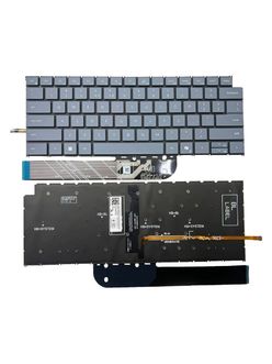 Клавиатура для Dell Inspiron 14 7440 2-in-1 (P186G) голубая с подсветкой