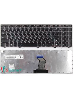 Клавиатура для ноутбука Lenovo B580, B585 черная с серой рамкой
