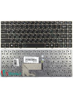 Клавиатура для ноутбука MSI U200, U250, U270, U340 черная с золотой рамкой