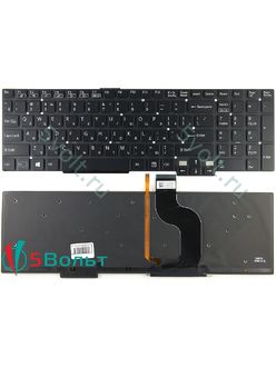 Клавиатура для ноутбука Sony Vaio SVT1511M1R, SVT1511M1E черная с подсветкой
